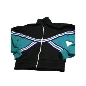 Varsity Spirit Fashions Black Teal Purple Stripe Track Jacket Zip Up Athletic L